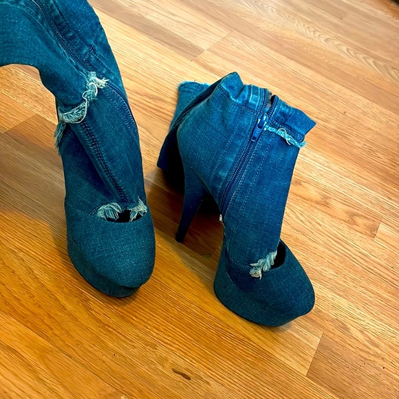 Thigh high jean boots